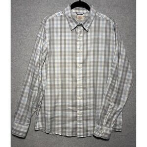 Faherty Brand Movement Shirt Mens Large L Grey Blue Plaid Button Down Stretch